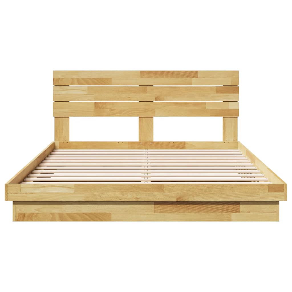 Bed Frame with Headboard without Mattress 140x190 cm Solid Wood Oak