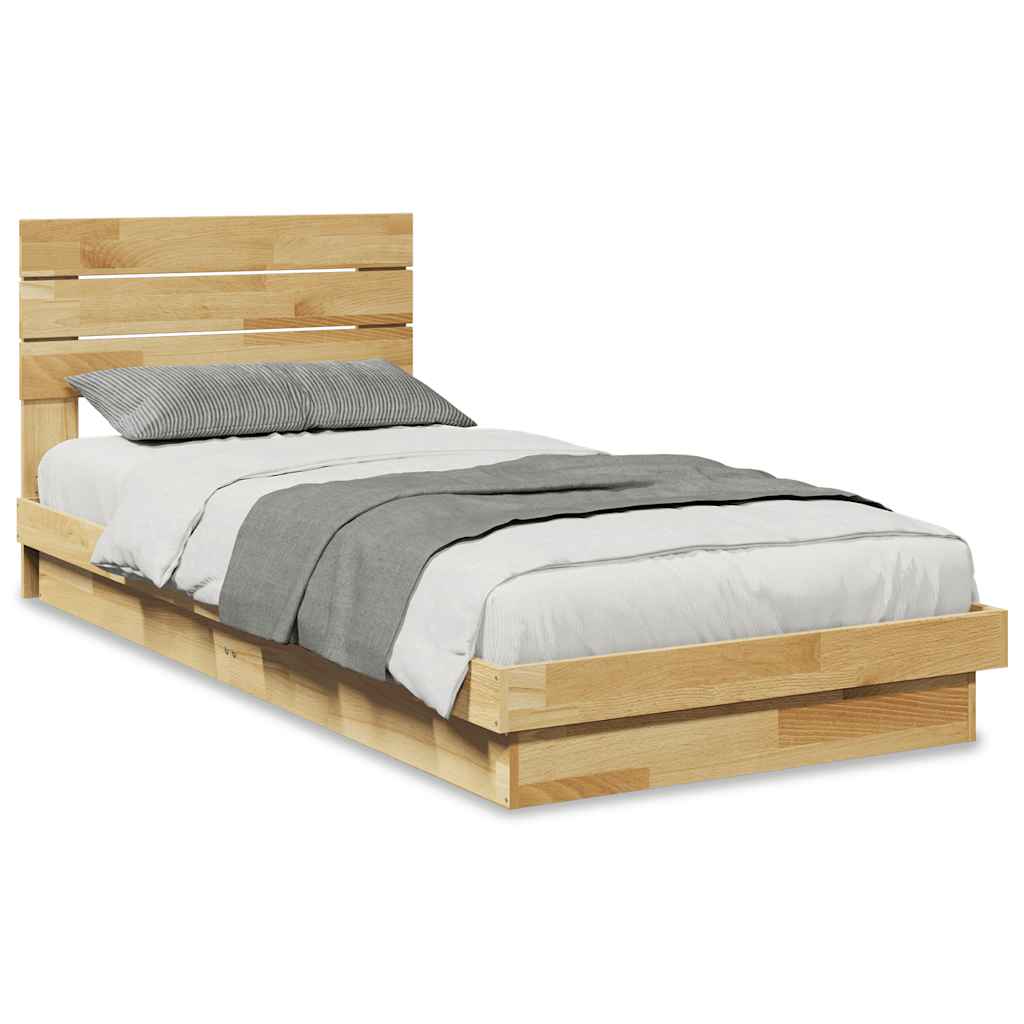 Bed Frame with Headboard without Mattress 90x190 cm Single Solid Wood Oak