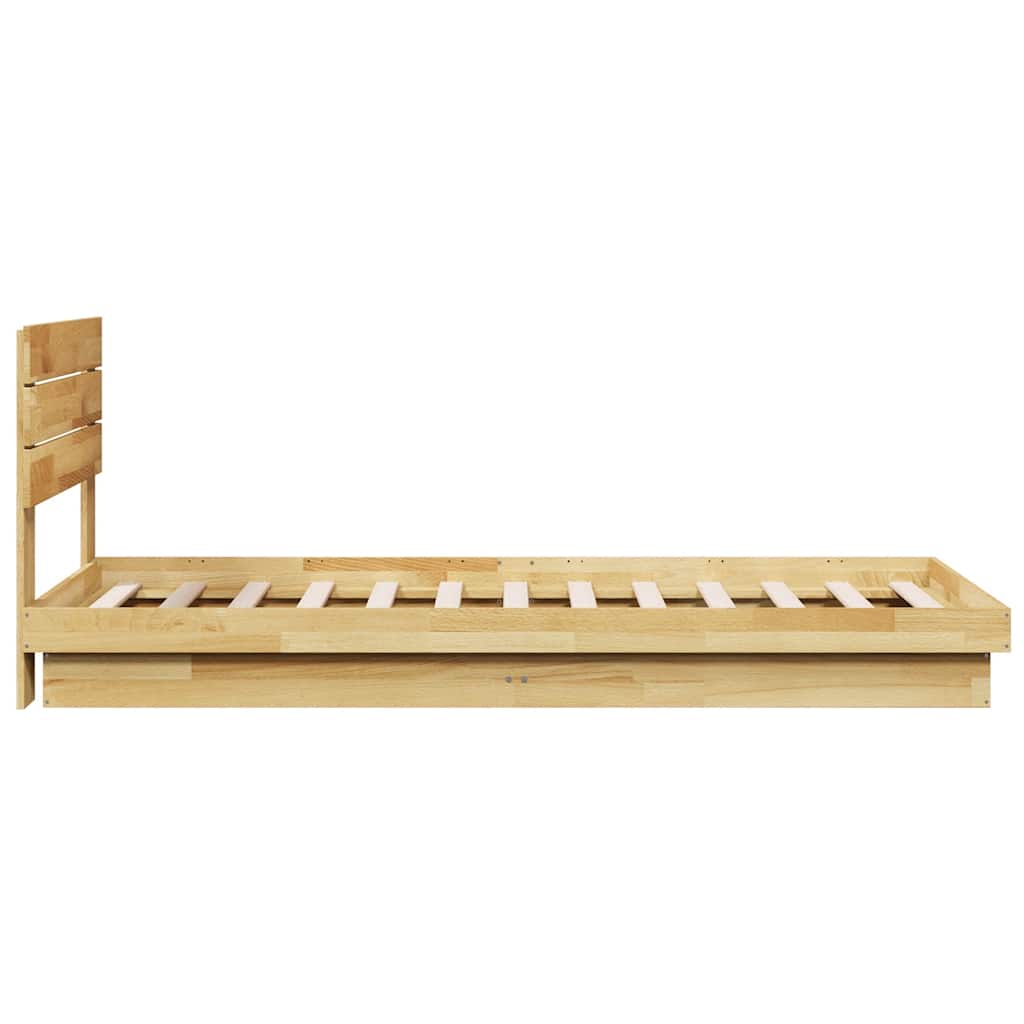 Bed Frame with Headboard without Mattress 90x190 cm Single Solid Wood Oak