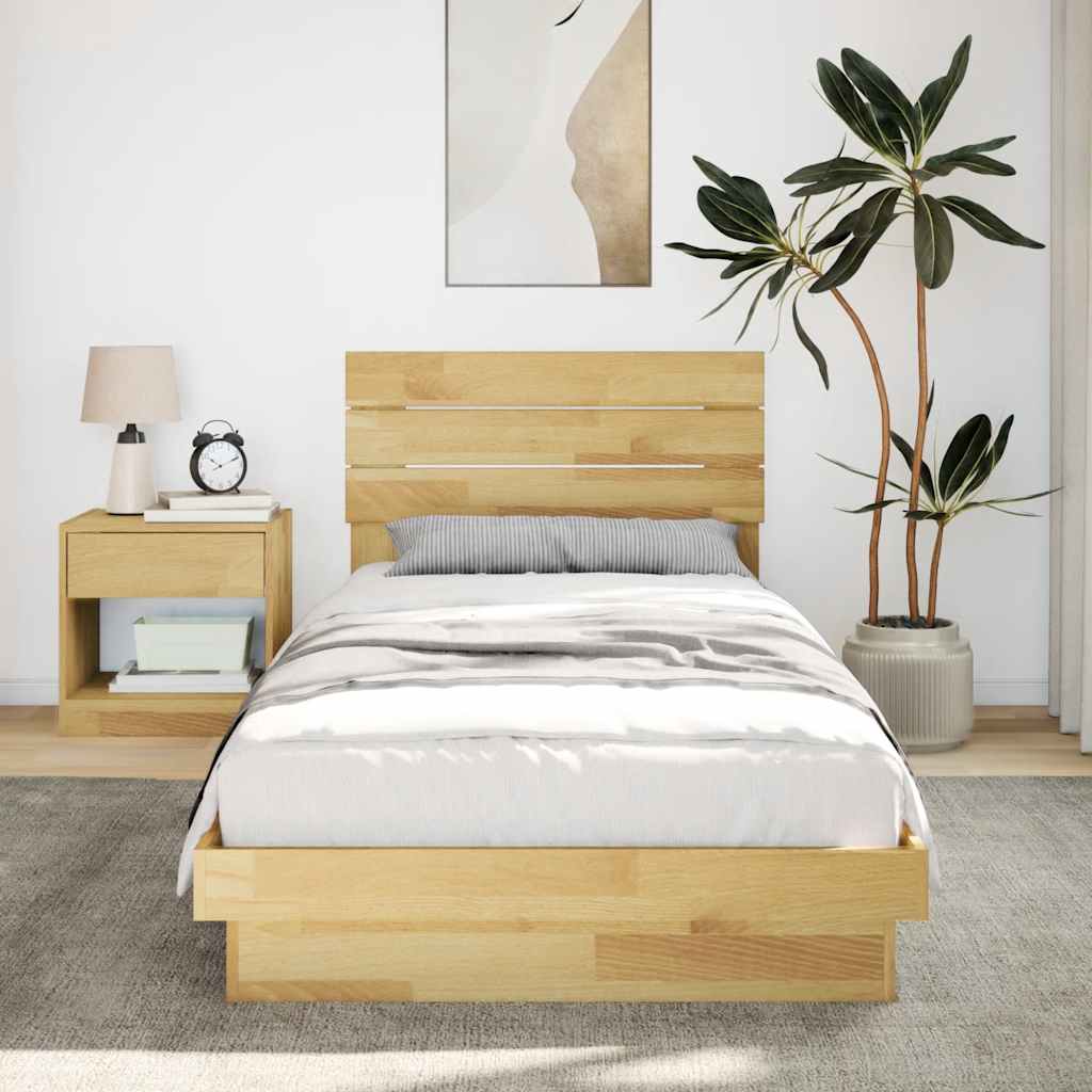 Bed Frame with Headboard without Mattress 75x190 cm Small Single Solid Wood Oak