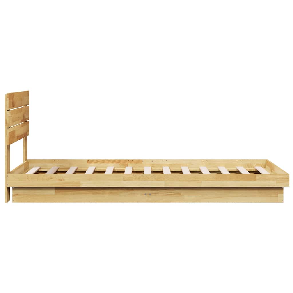 Bed Frame with Headboard without Mattress 75x190 cm Small Single Solid Wood Oak