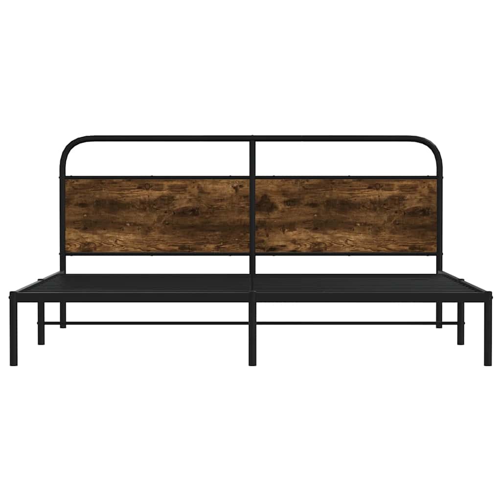Metal Bed Frame without Mattress Smoked Oak 180x200 cm Super King