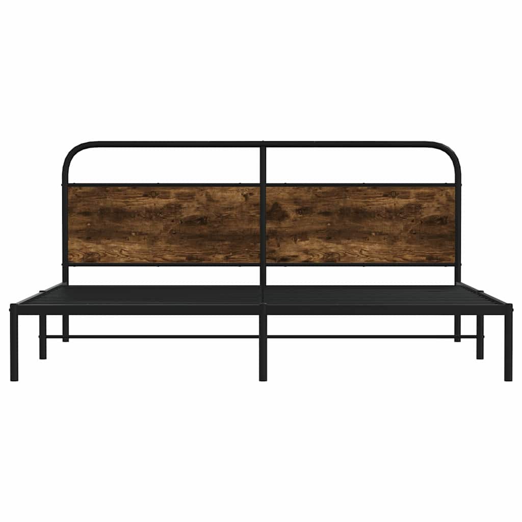 Metal Bed Frame without Mattress Smoked Oak 183x213 cm