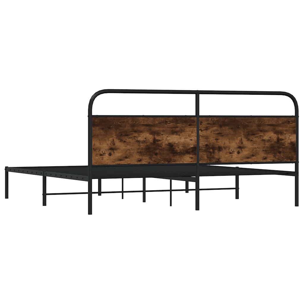 Metal Bed Frame without Mattress Smoked Oak 183x213 cm