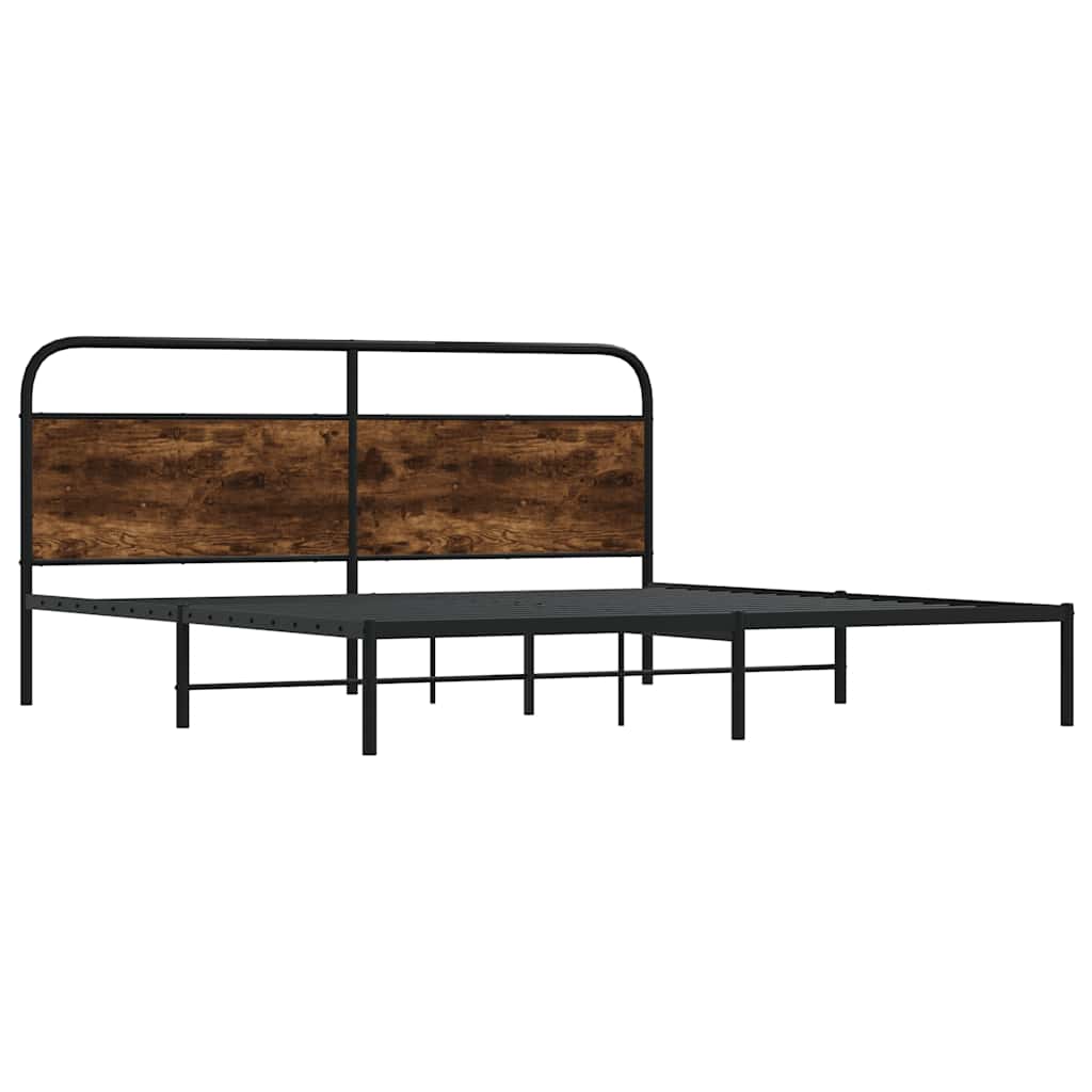 Metal Bed Frame without Mattress Smoked Oak 200x200 cm