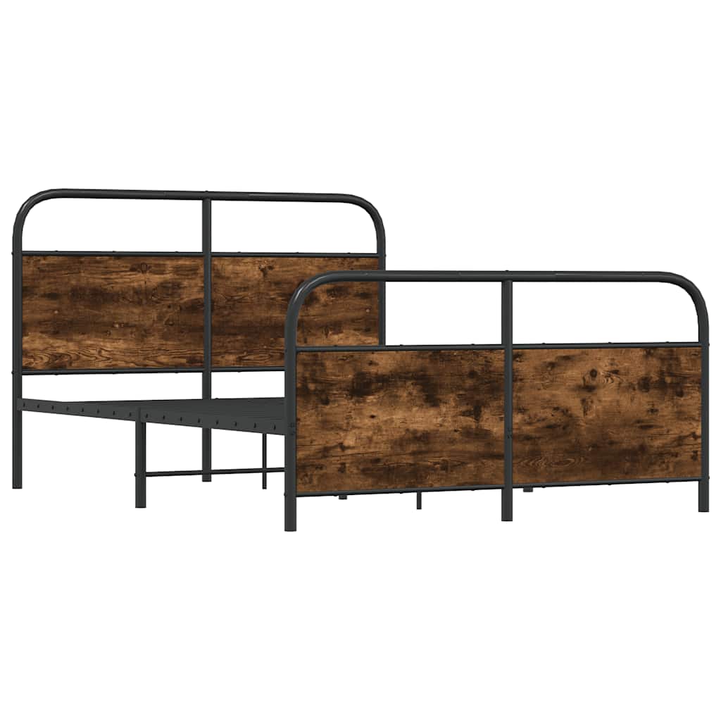 Metal Bed Frame without Mattress Smoked Oak 137x190 cm