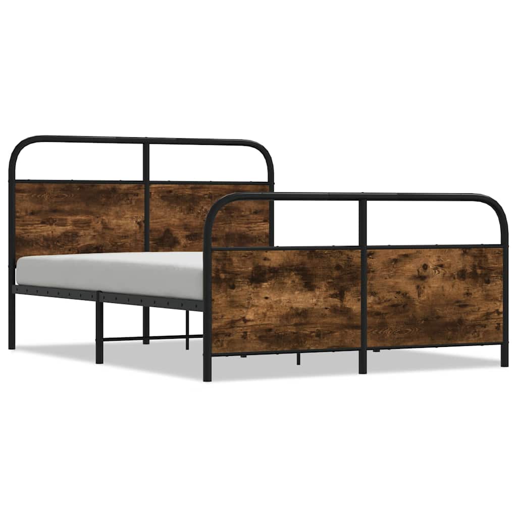Metal Bed Frame without Mattress Smoked Oak 140x190 cm