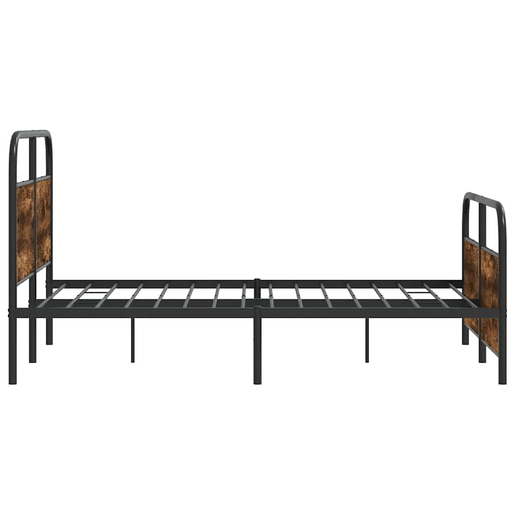 Metal Bed Frame without Mattress Smoked Oak 140x190 cm