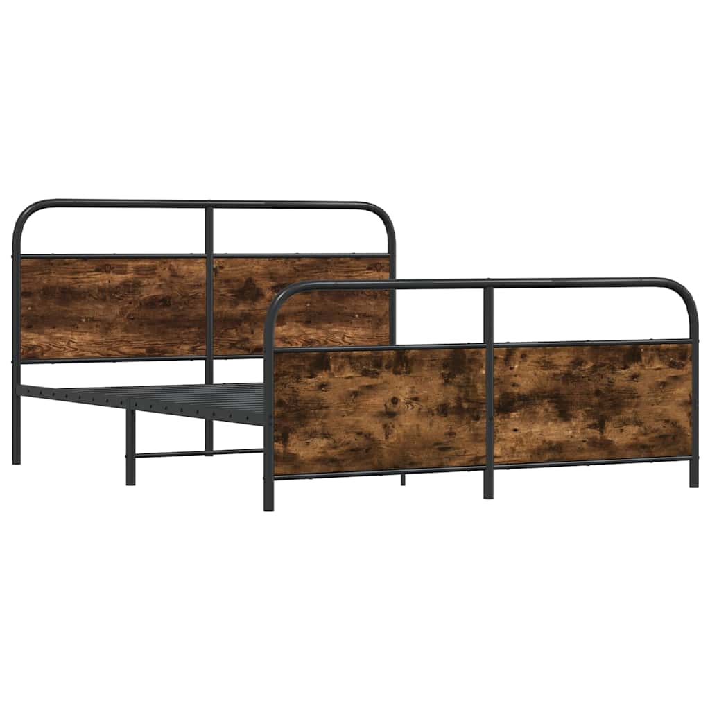 Metal Bed Frame without Mattress Smoked Oak 160x200 cm