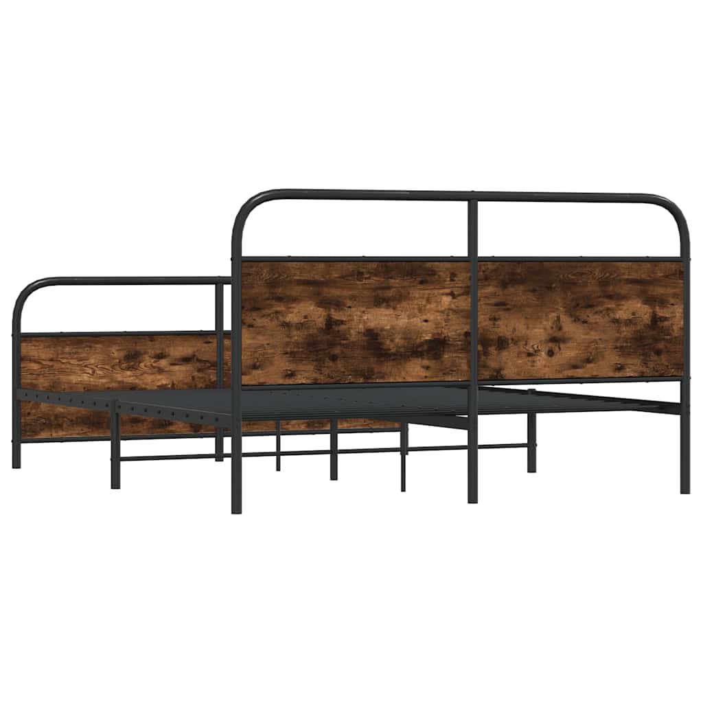 Metal Bed Frame without Mattress Smoked Oak 160x200 cm