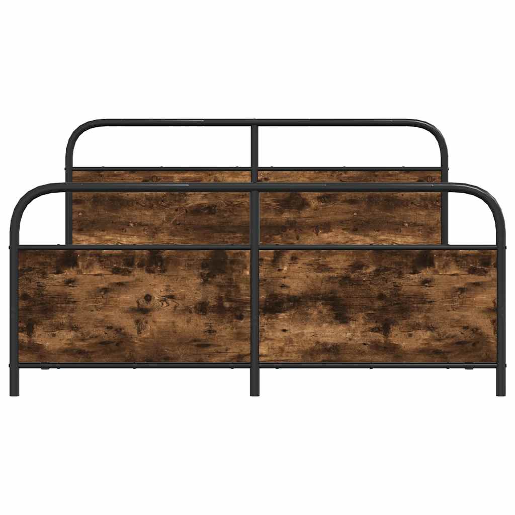 Metal Bed Frame without Mattress Smoked Oak 180x200 cm Super King