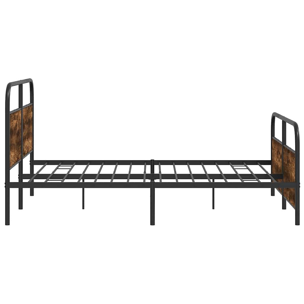 Metal Bed Frame without Mattress Smoked Oak 183x213 cm