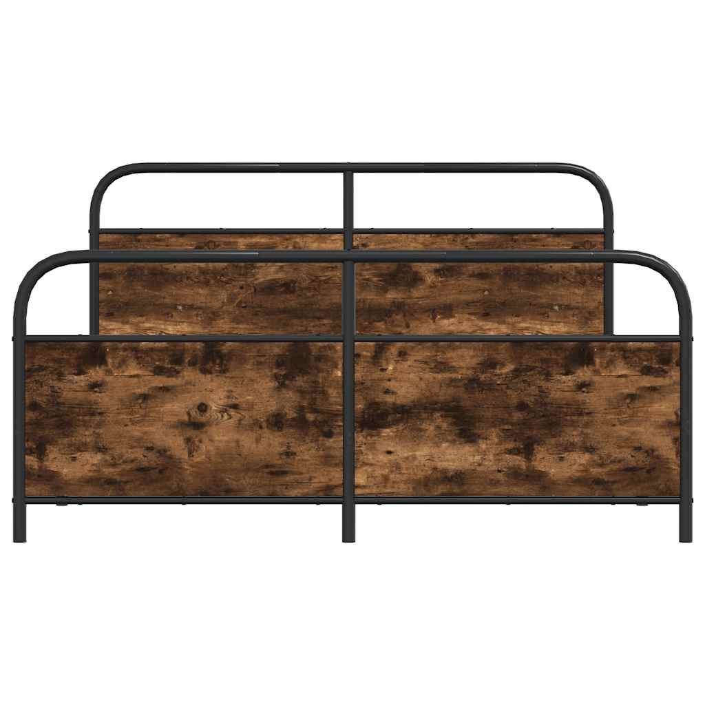 Metal Bed Frame without Mattress Smoked Oak 193x203 cm