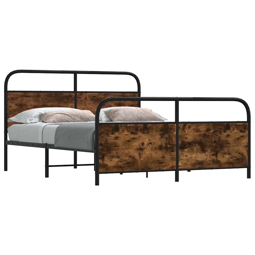 Metal Bed Frame without Mattress Smoked Oak 193x203 cm