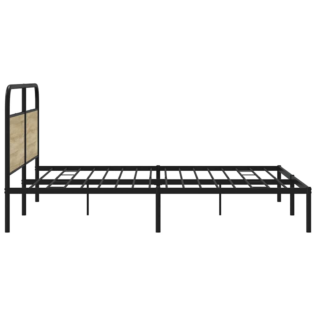Metal Bed Frame without Mattress Sonoma Oak 180x200 cm Super King