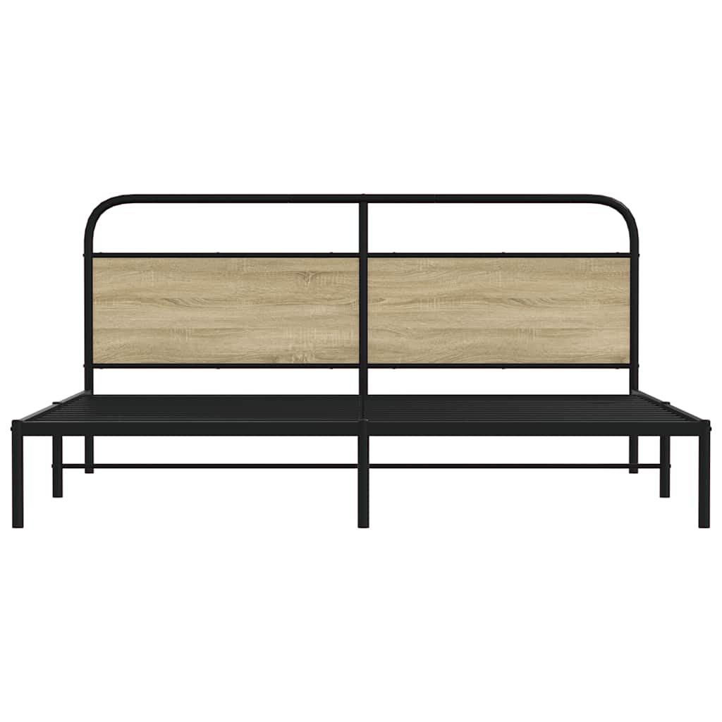 Metal Bed Frame without Mattress Sonoma Oak 183x213 cm