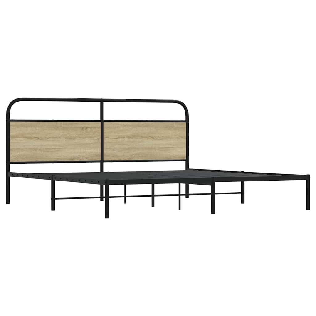 Metal Bed Frame without Mattress Sonoma Oak 183x213 cm