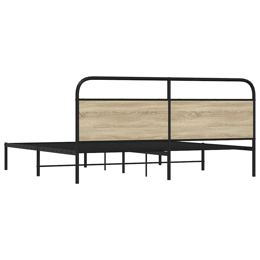 Metal Bed Frame without Mattress Sonoma Oak 183x213 cm