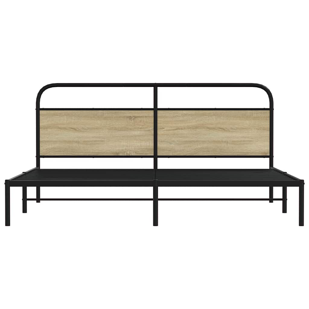 Metal Bed Frame without Mattress Sonoma Oak 200x200 cm