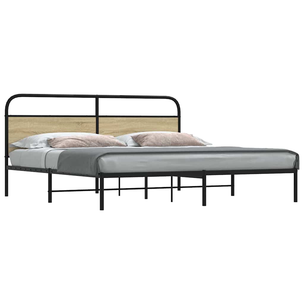 Metal Bed Frame without Mattress Sonoma Oak 200x200 cm