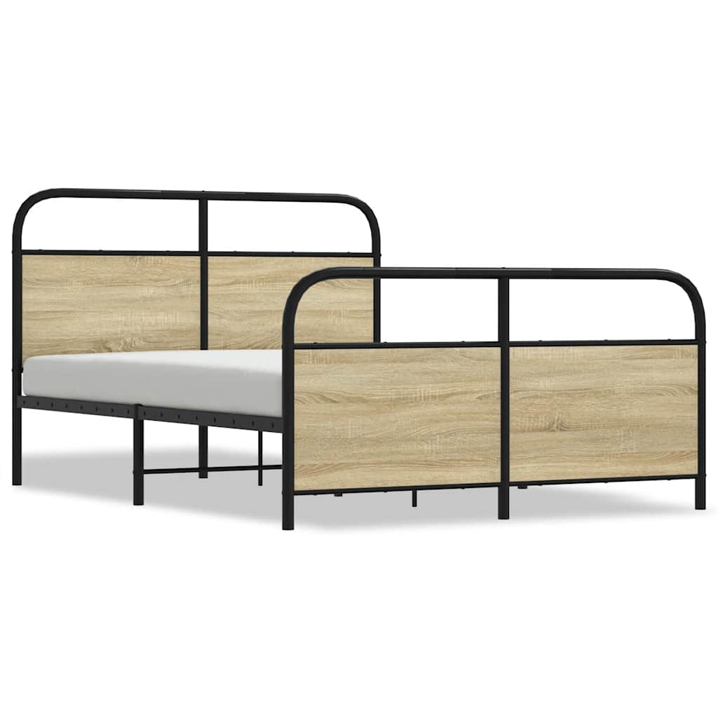 Metal Bed Frame without Mattress Sonoma Oak 137x190 cm