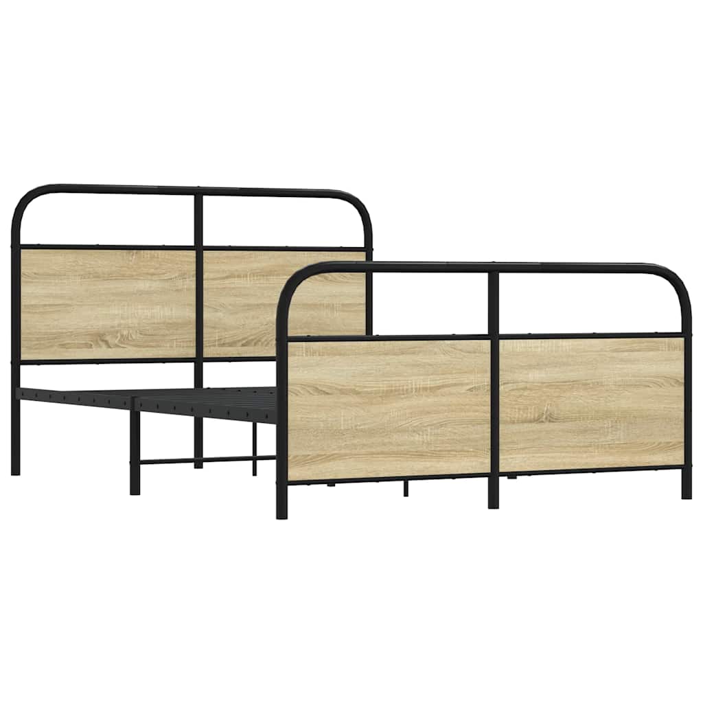 Metal Bed Frame without Mattress Sonoma Oak 137x190 cm