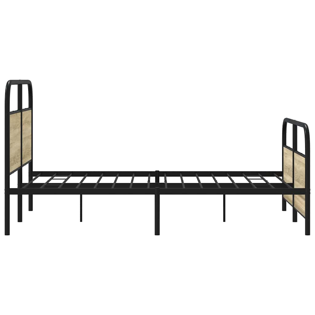 Metal Bed Frame without Mattress Sonoma Oak 137x190 cm