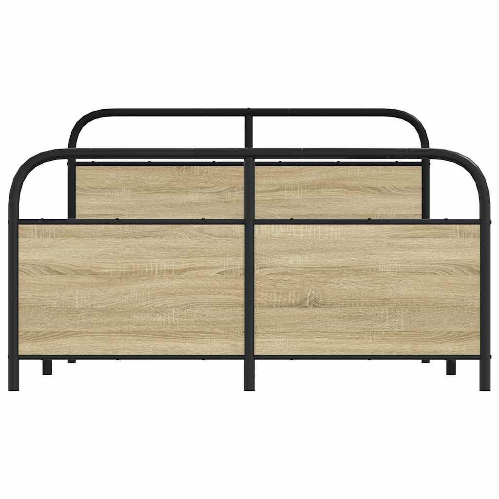 Metal Bed Frame without Mattress Sonoma Oak 140x190 cm