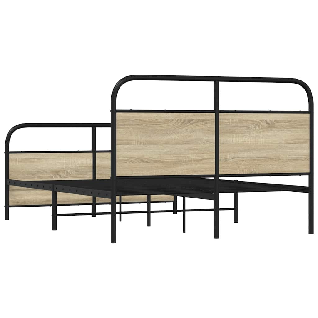 Metal Bed Frame without Mattress Sonoma Oak 140x190 cm