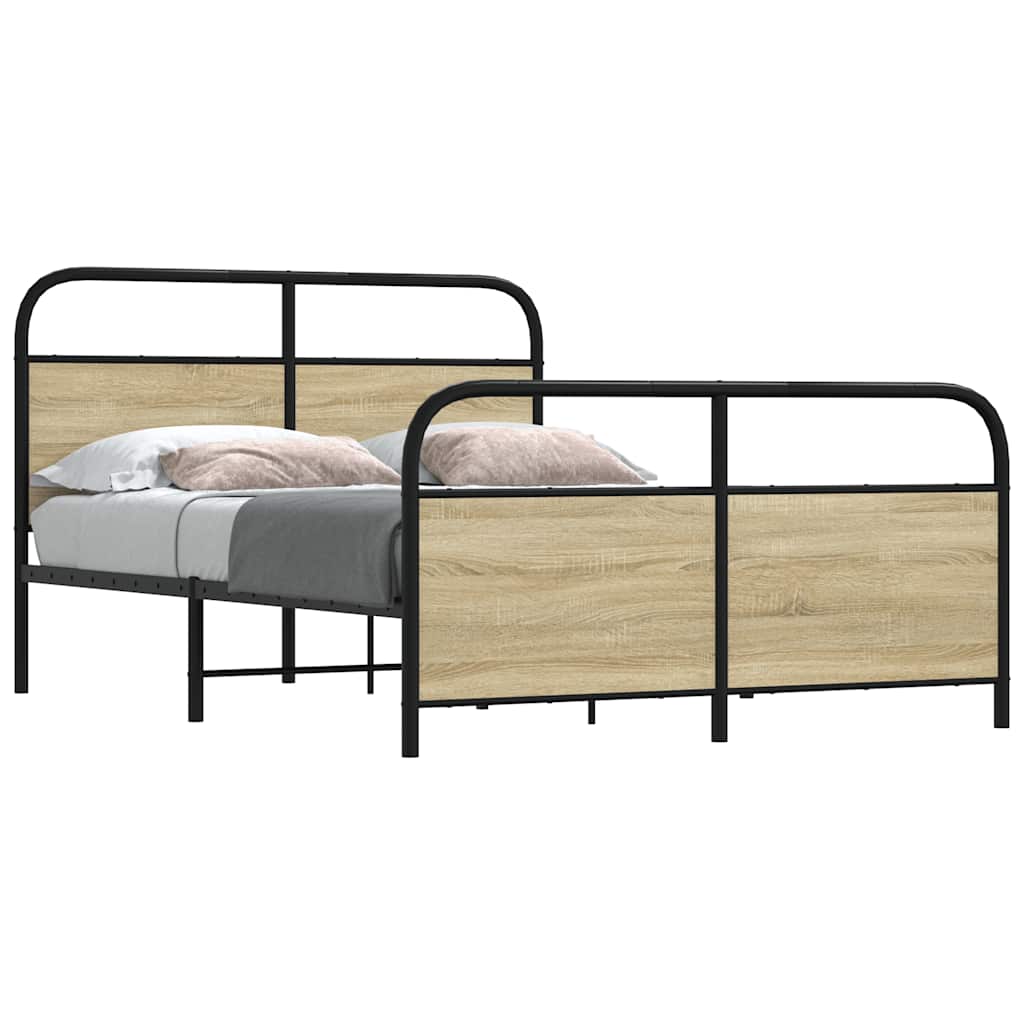 Metal Bed Frame without Mattress Sonoma Oak 140x190 cm