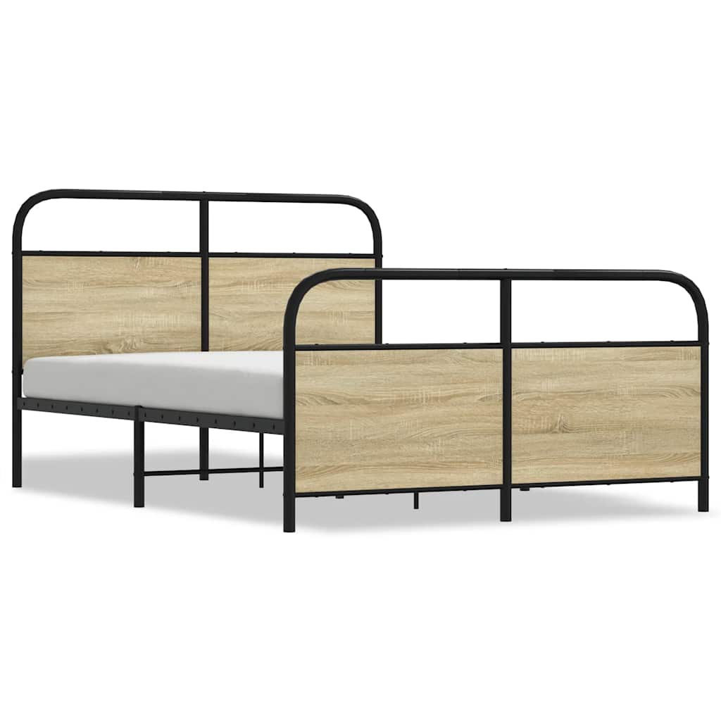 Metal Bed Frame without Mattress Sonoma Oak 140x200 cm