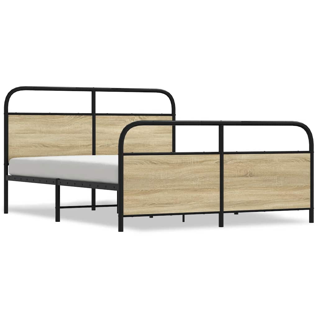 Metal Bed Frame without Mattress Sonoma Oak 150x200 cm King Size