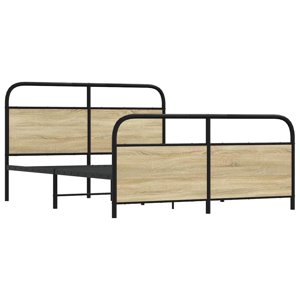 Metal Bed Frame without Mattress Sonoma Oak 150x200 cm King Size