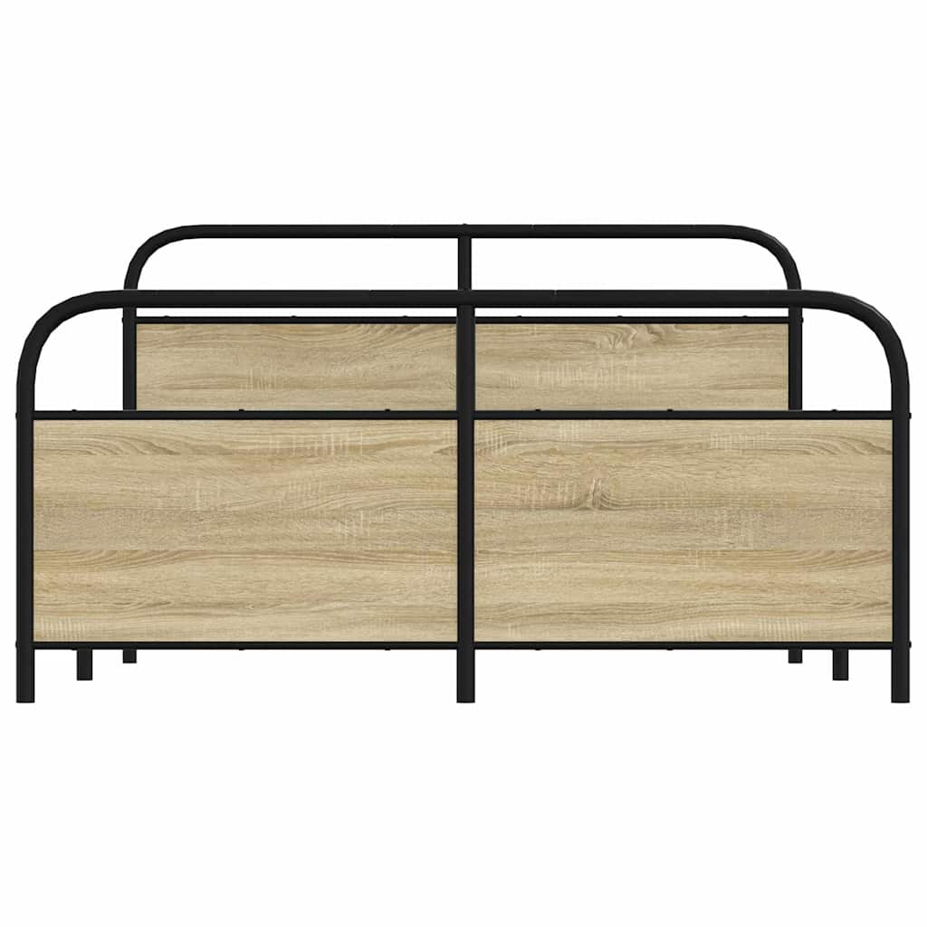 Metal Bed Frame without Mattress Sonoma Oak 150x200 cm King Size