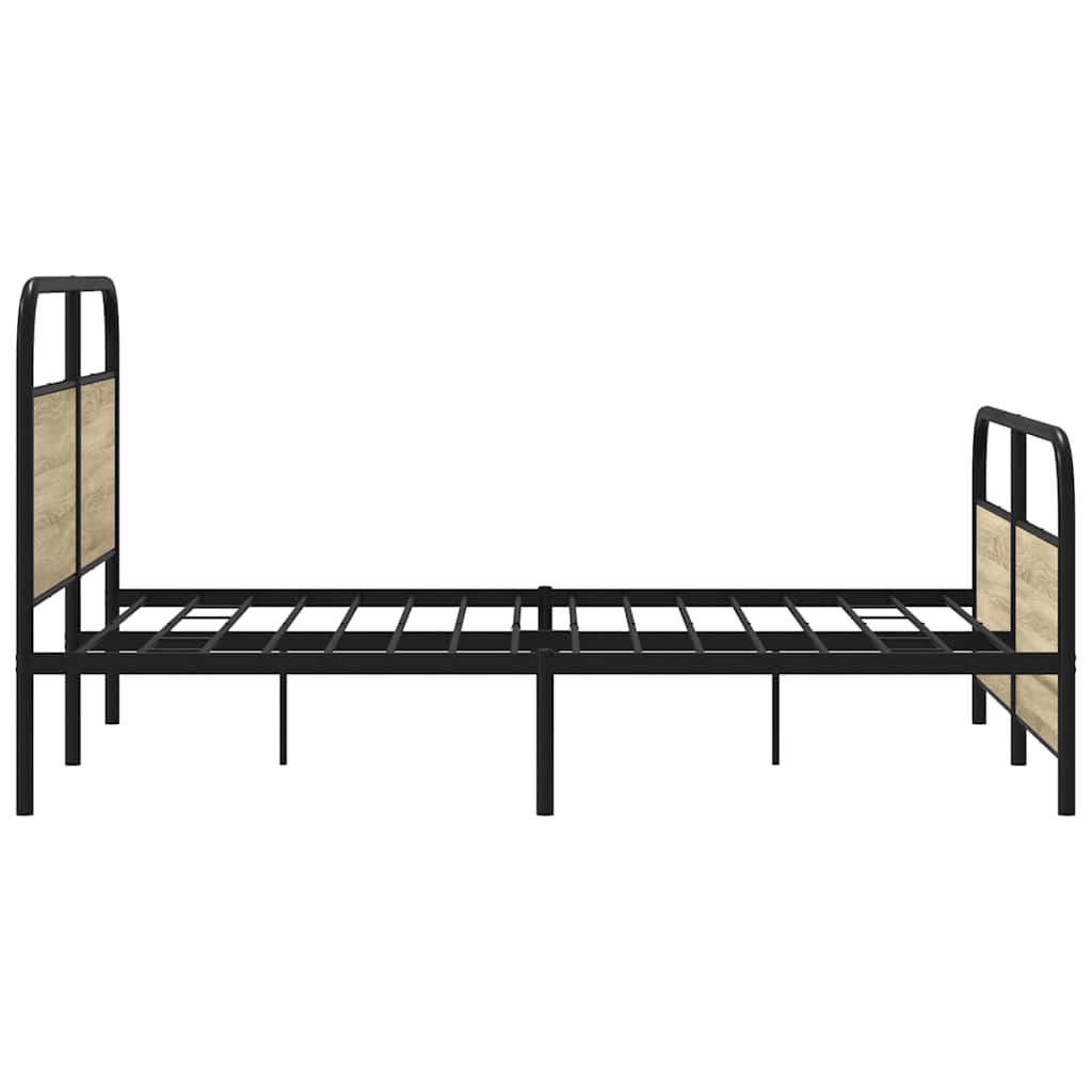 Metal Bed Frame without Mattress Sonoma Oak 150x200 cm King Size