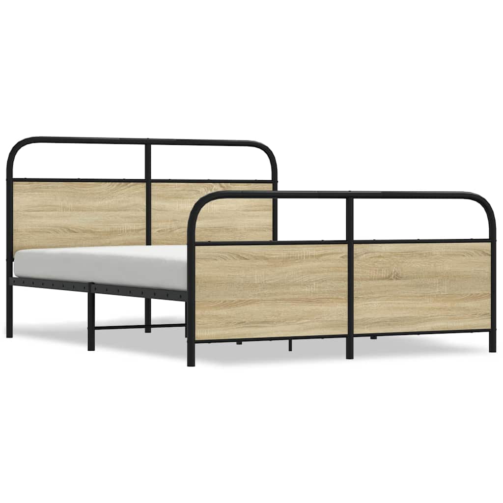 Metal Bed Frame without Mattress Sonoma Oak 160x200 cm