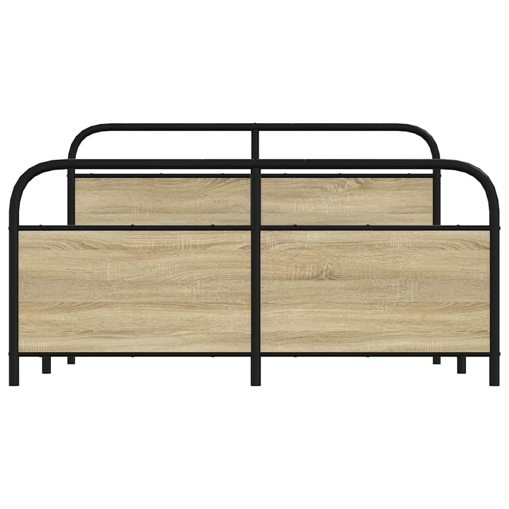 Metal Bed Frame without Mattress Sonoma Oak 160x200 cm