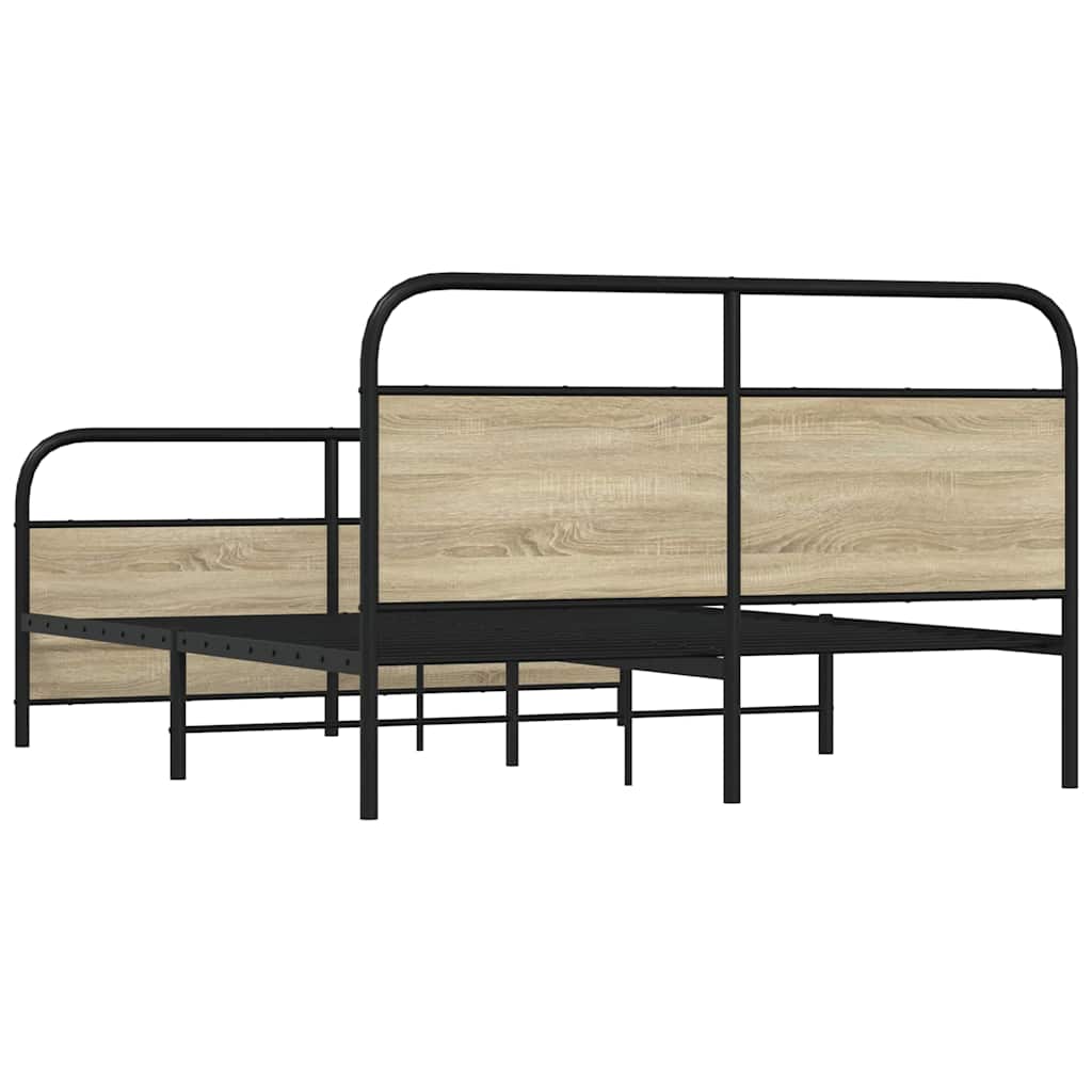 Metal Bed Frame without Mattress Sonoma Oak 160x200 cm