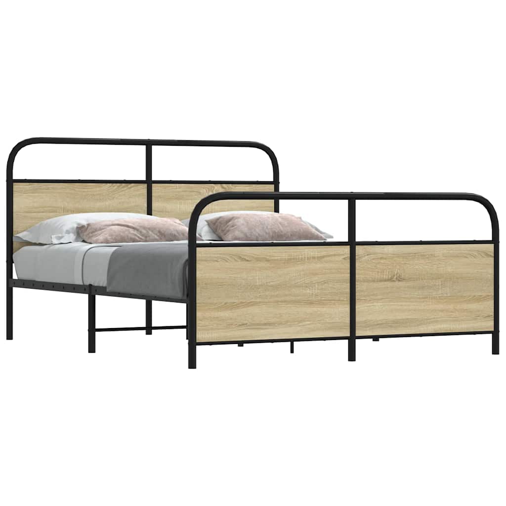 Metal Bed Frame without Mattress Sonoma Oak 160x200 cm
