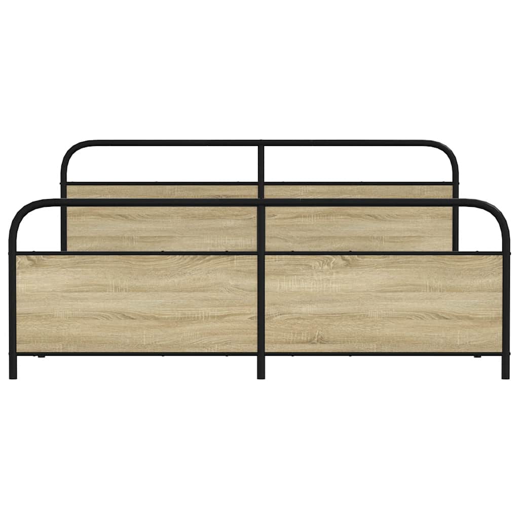 Metal Bed Frame without Mattress Sonoma Oak 180x200 cm Super King