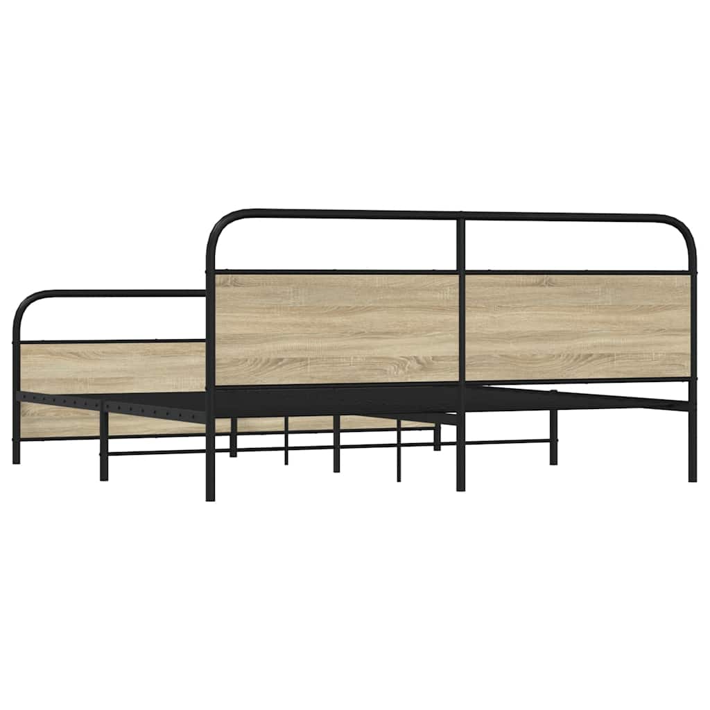 Metal Bed Frame without Mattress Sonoma Oak 180x200 cm Super King