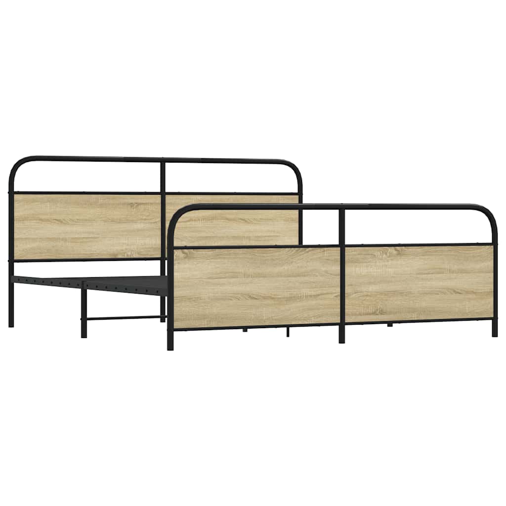 Metal Bed Frame without Mattress Sonoma Oak 183x213 cm