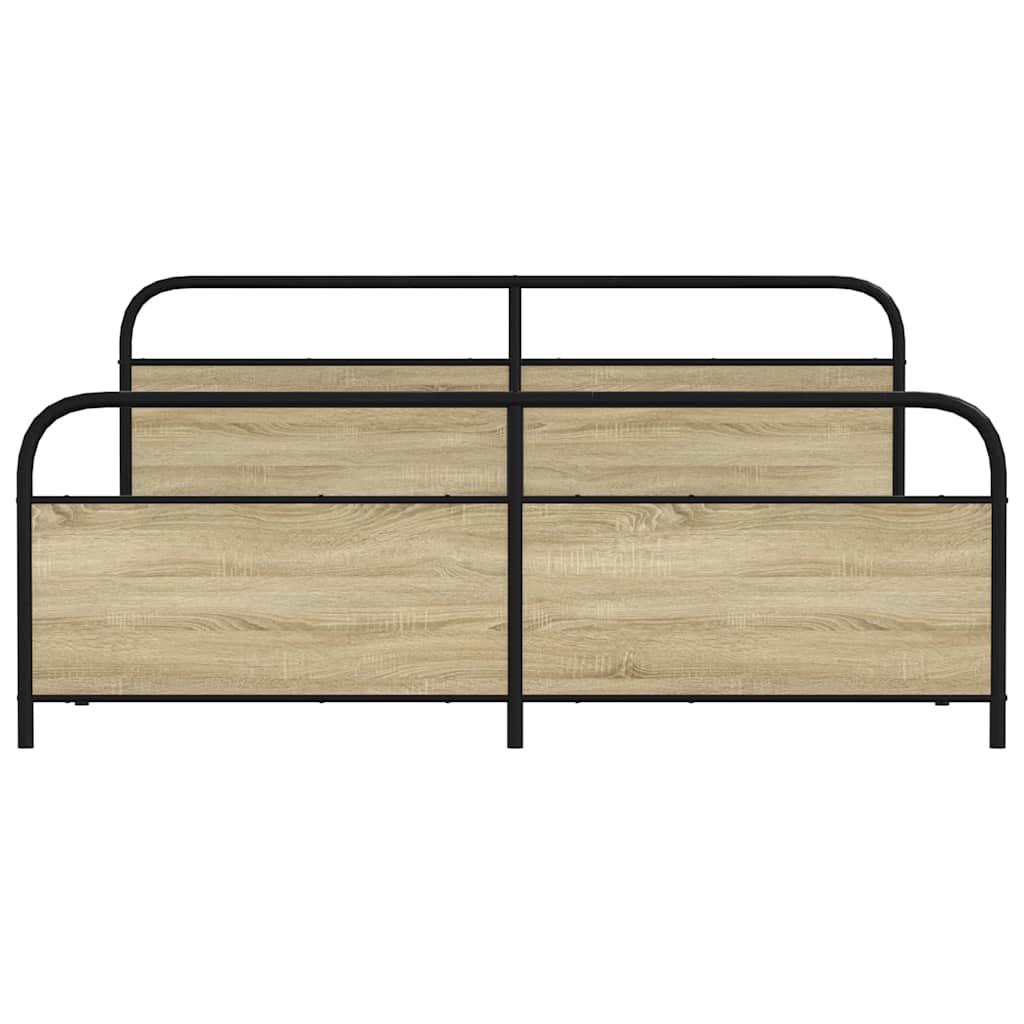Metal Bed Frame without Mattress Sonoma Oak 183x213 cm