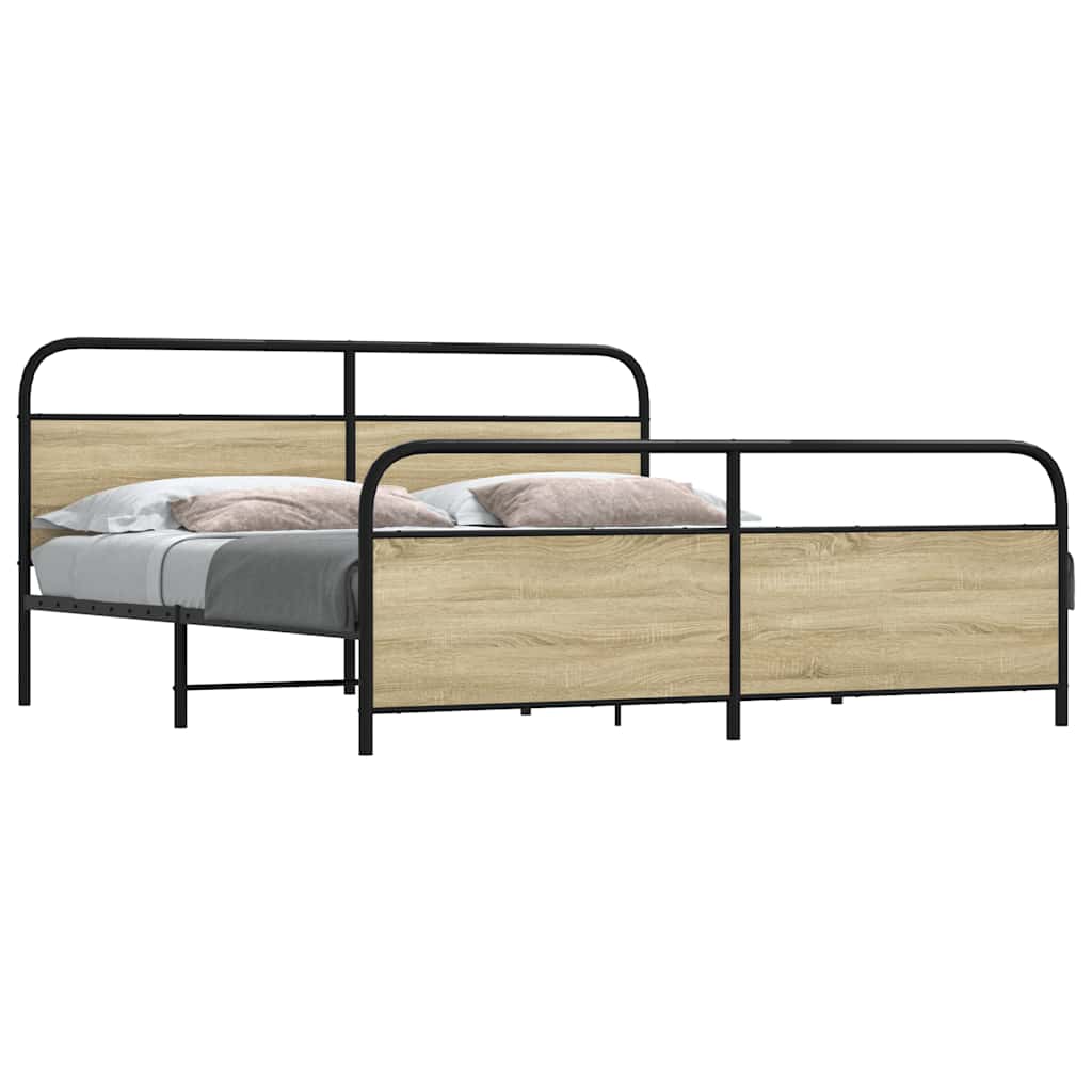 Metal Bed Frame without Mattress Sonoma Oak 183x213 cm