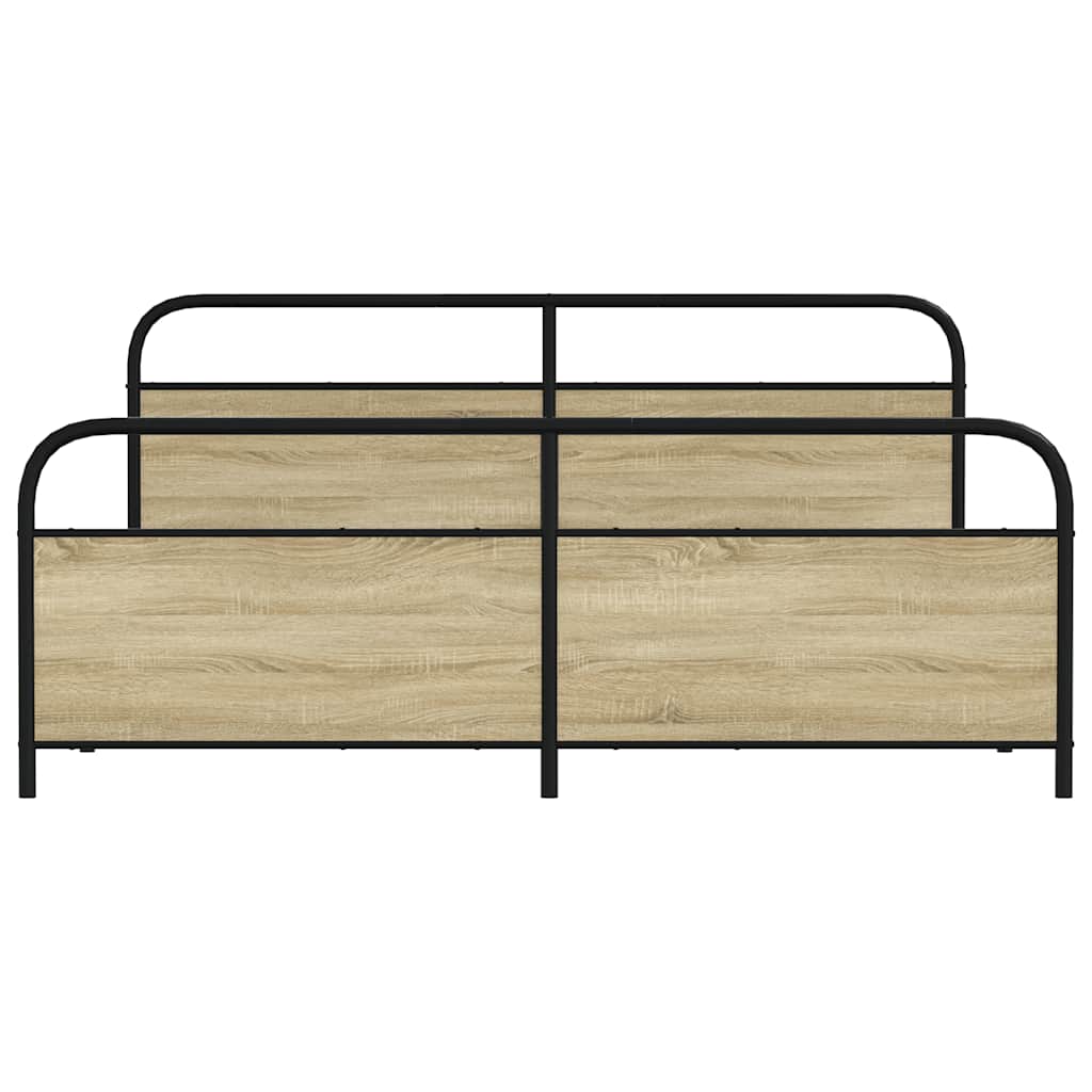 Metal Bed Frame without Mattress Sonoma Oak 200x200 cm