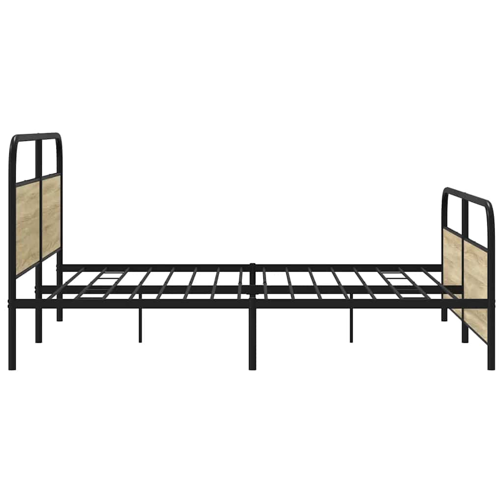 Metal Bed Frame without Mattress Sonoma Oak 200x200 cm