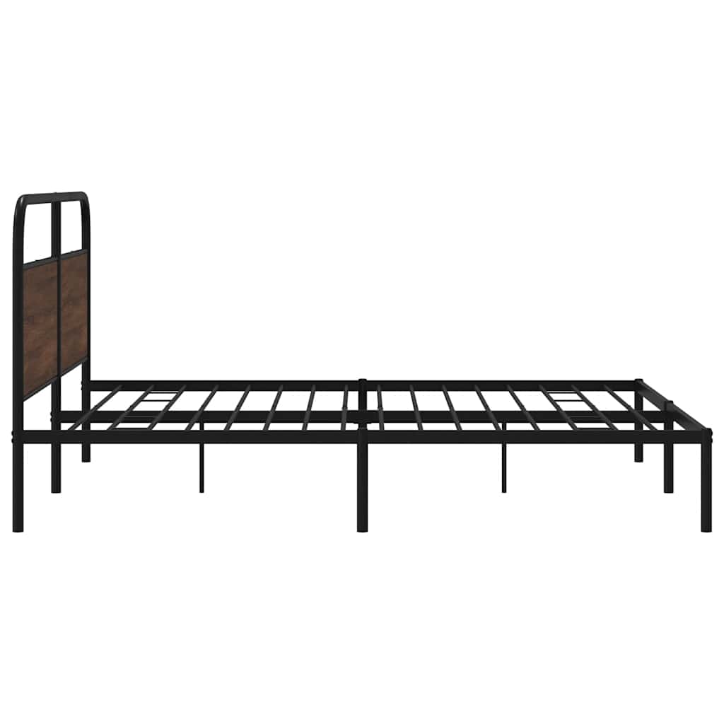 Metal Bed Frame without Mattress Brown Oak 180x200 cm Super King