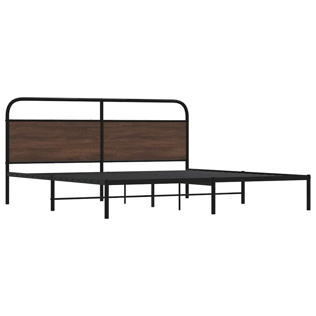 Metal Bed Frame without Mattress Brown Oak 200x200 cm
