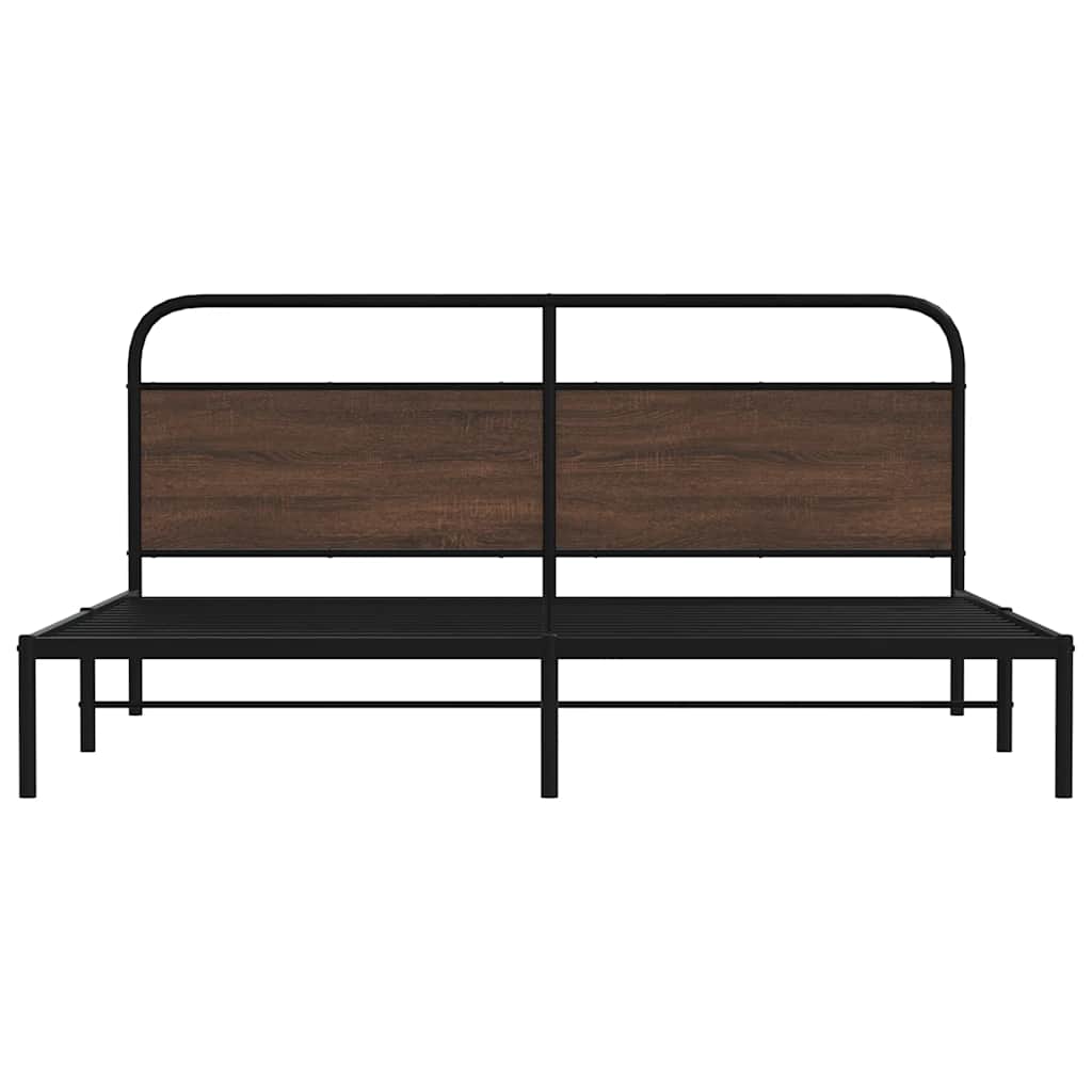 Metal Bed Frame without Mattress Brown Oak 200x200 cm