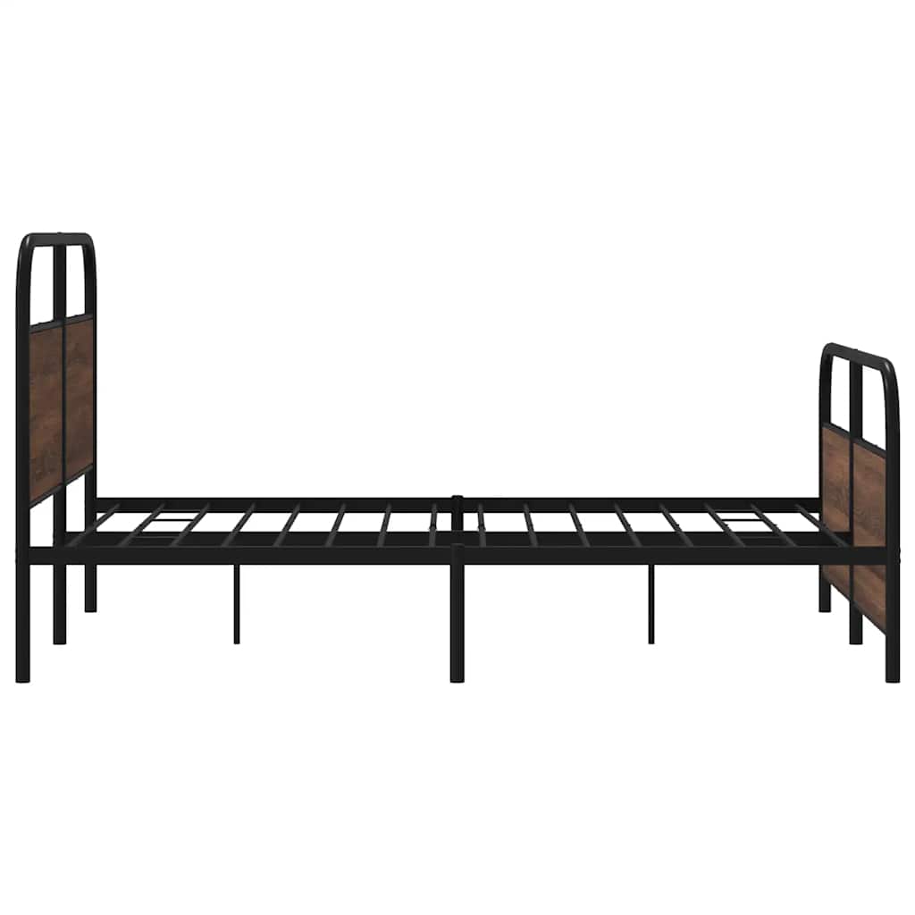 Metal Bed Frame without Mattress Brown Oak 140x190 cm